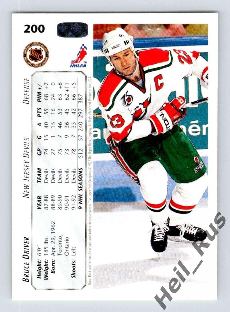 Карточка Bruce Driver/Брюс Драйвер (New Jersey Devils/Нью-Джерси Девилз) НХЛ/NHL 1