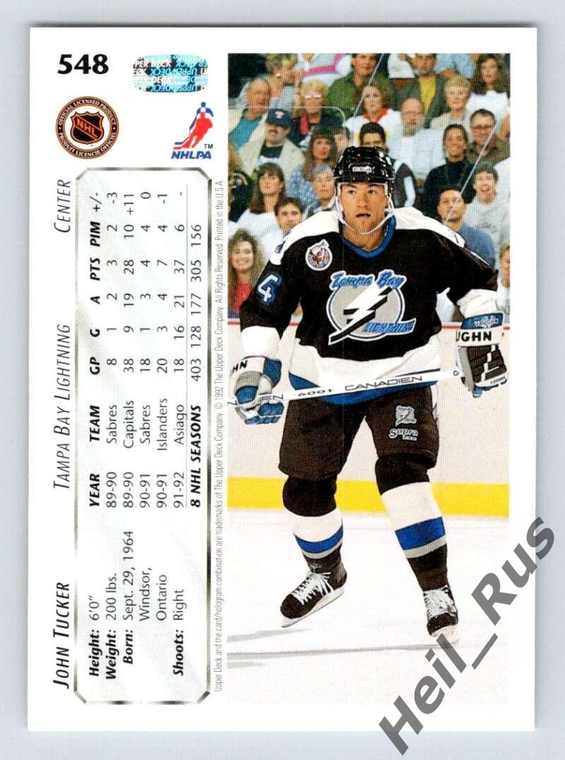 Хоккей. Карточка John Tucker/Джон Такер (Tampa Bay Lightning/Тампа-Бэй) НХЛ/NHL 1