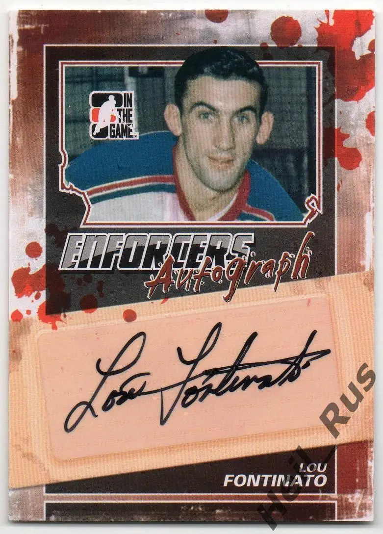 Хоккей. Карточка автограф Lou Fontinato/Лу Фонтинато (New York Rangers) НХЛ/NHL