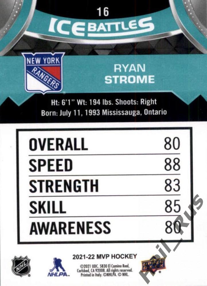 Карточка Ryan Strome/Райан Строум New York Rangers/Нью-Йорк Рейнджерс НХЛ/NHL 1