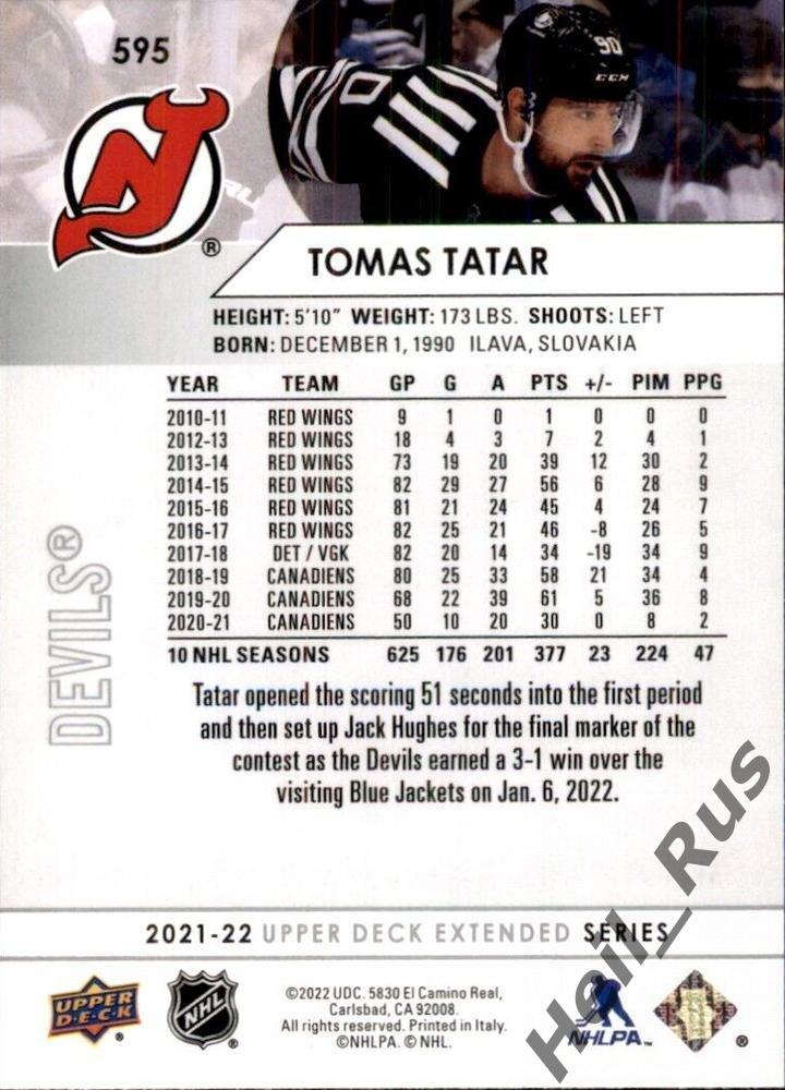 Карточка Tomas Tatar/Томаш Татар (New Jersey Devils/Нью-Джерси Девилз) НХЛ/NHL 1