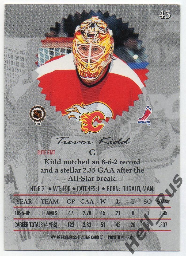 Хоккей. Карточка Trevor Kidd/Тревор Кидд (Calgary Flames/Калгари Флэймз) НХЛ/NHL 1