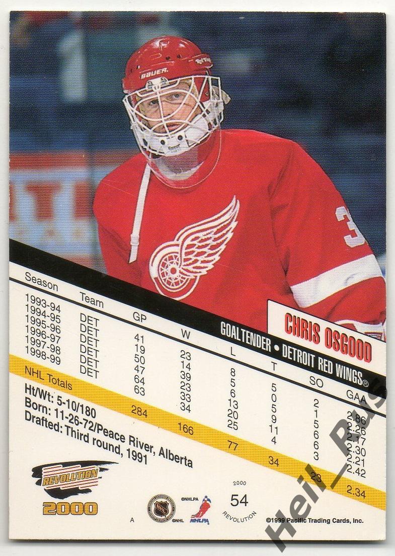 Хоккей. Карточка Chris Osgood/Крис Осгуд (Detroit Red Wings/Детройт) НХЛ/NHL 1