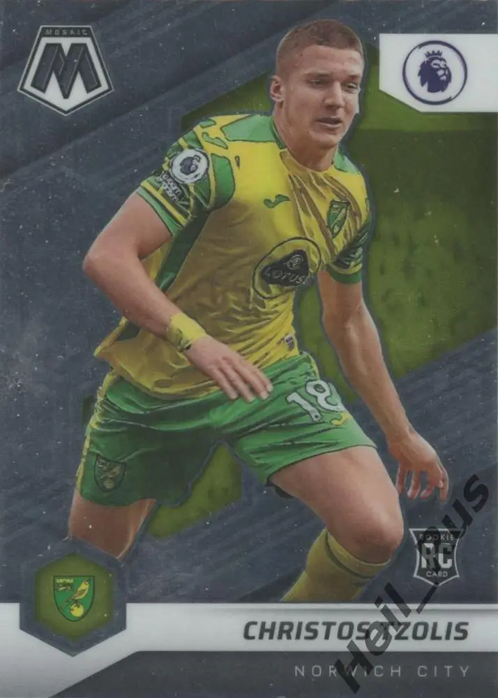 Футбол. Карточка Christos Tzolis/Христос Цолис (Норвич Сити) АПЛ 2021-22 Panini