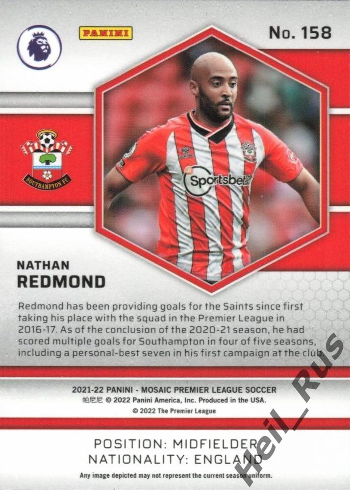 Футбол. Карточка Nathan Redmond/Натан Редмонд (Саутгемптон) АПЛ 2021-22 Panini 1