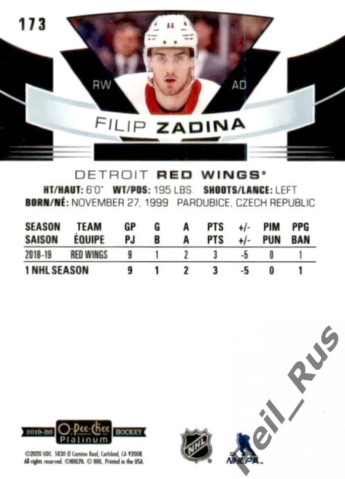 Хоккей. Карточка Filip Zadina/Филип Задина (Detroit Red Wings/Детройт) НХЛ/NHL 1