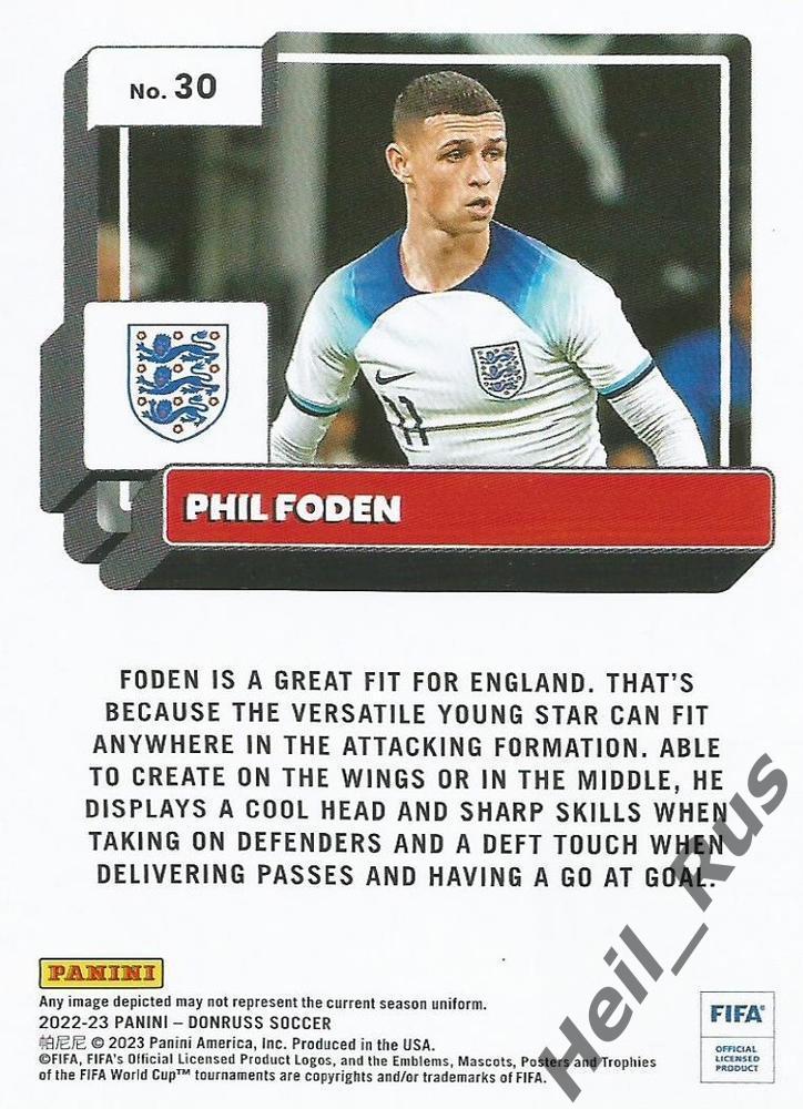 Футбол. Карточка Phil Foden/Фил Фоден (Англия, Манчестер Сити) Panini 2022-23 1