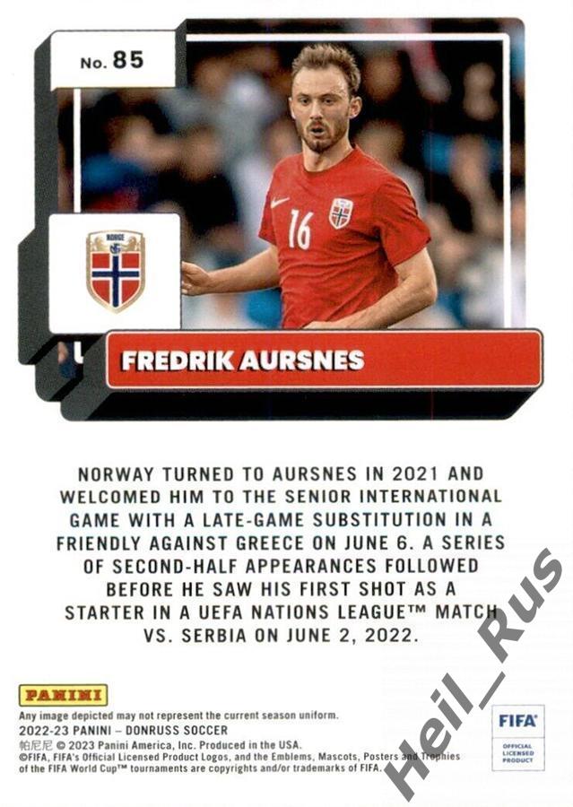 Футбол Карточка Fredrik Aursnes/Фредрик Эурснес Норвегия, Бенфика Panini 2022-23 1