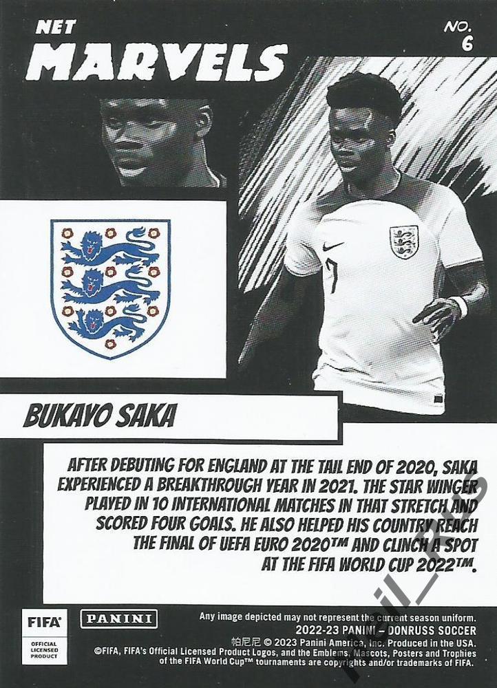 Футбол. Карточка Bukayo Saka/Букайо Сака (Англия, Арсенал) Panini/Панини 2022-23 1