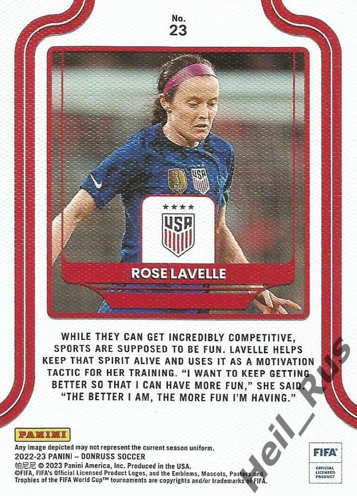 Футбол. Карточка Rose Lavelle/Роуз Лавелль USA/США Panini/Панини 2022-23 Donruss 1