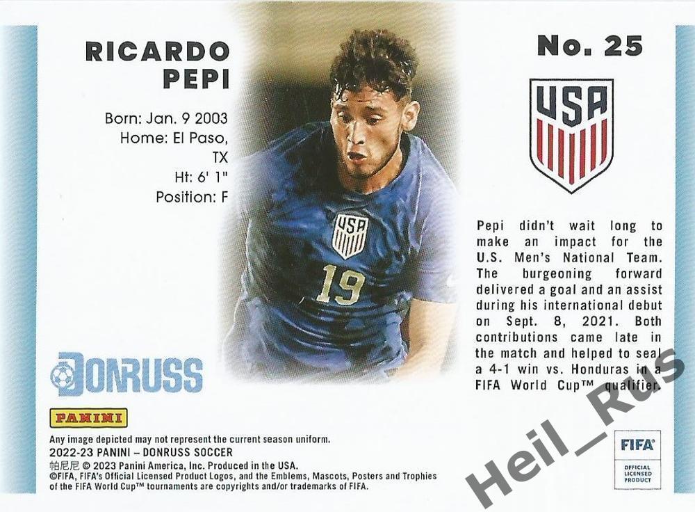 Футбол. Карточка Ricardo Pepi/Рикардо Пепи USA/США, ПСВ Эйндховен Panini 2022-23 1
