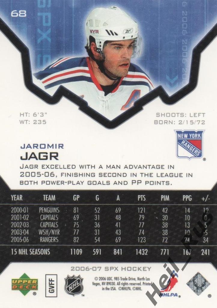 Карточка Яромир Ягр (New York Rangers/Нью-Йорк Рейнджерс, Авангард) НХЛ/NHL, КХЛ 1