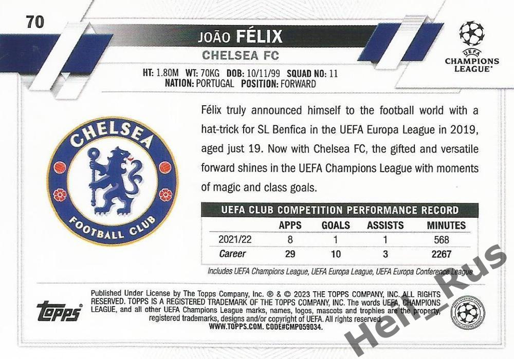 Карточка Жоау Феликс (Челси, Барселона, Атлетико Мадрид) Лига Чемпионов 2022-23 1
