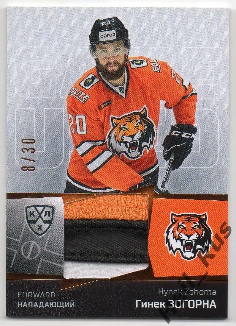 Хоккей. Карточка Гинек Зогорна (Амур Хабаровск) КХЛ/KHL сезон 2020/21 SeReal