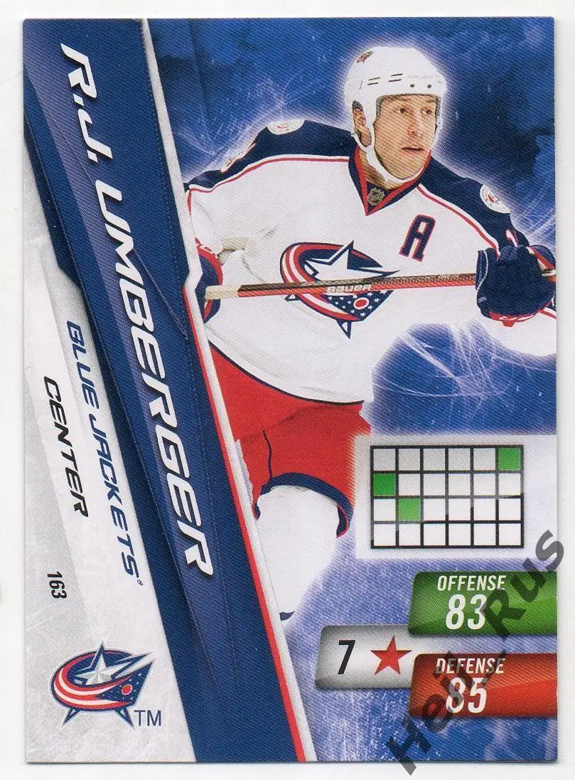 Карточка R.J. Umberger/Ар Джей Амбергер (Columbus Blue Jackets/Коламбус) НХЛ/NHL