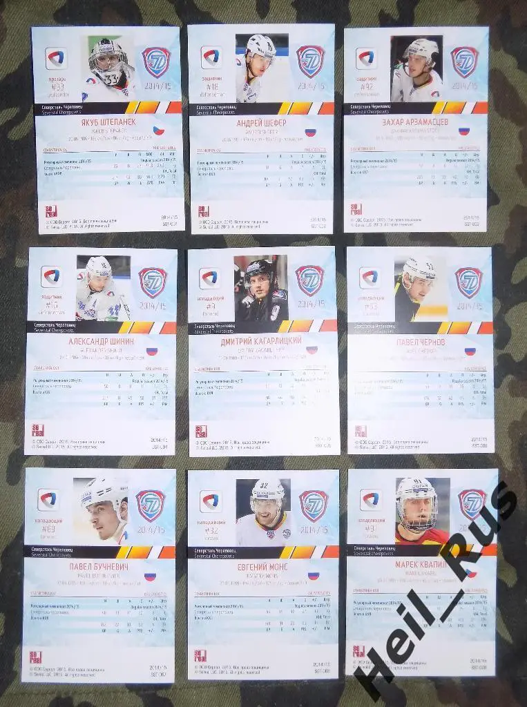 Хоккей. Северсталь Череповец 9 карточек КХЛ сезона 2014/15 SeReal Бучневич, Монс 1