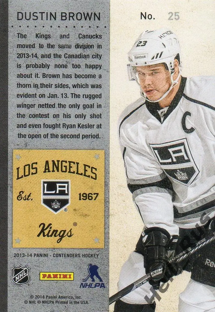 Карточка Dustin Brown/Дастин Браун Los Angeles Kings/Лос-Анджелес Кингз NHL НХЛ 1