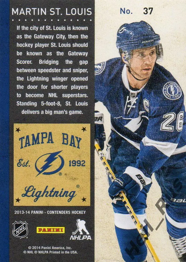 Карточка Martin St. Louis/Мартен Сан-Луи (Tampa Bay Lightning/Тампа-Бэй) НХЛ/NHL 1
