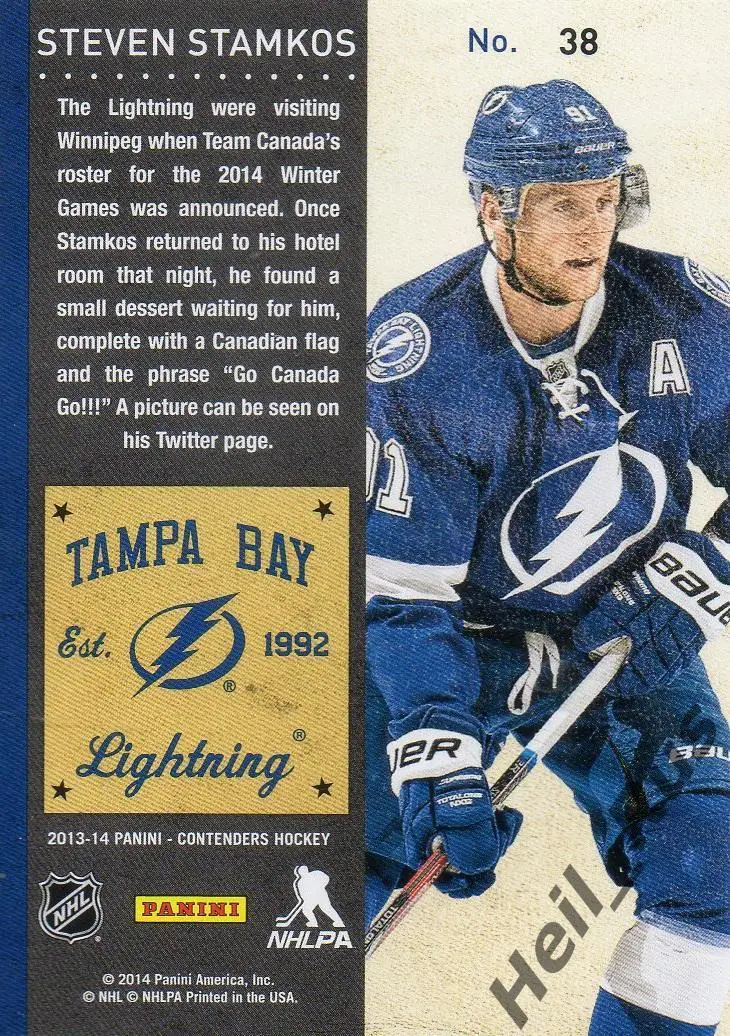 Карточка Steven Stamkos/Стивен Стэмкос (Tampa Bay Lightning/Тампа-Бэй) НХЛ/NHL 1