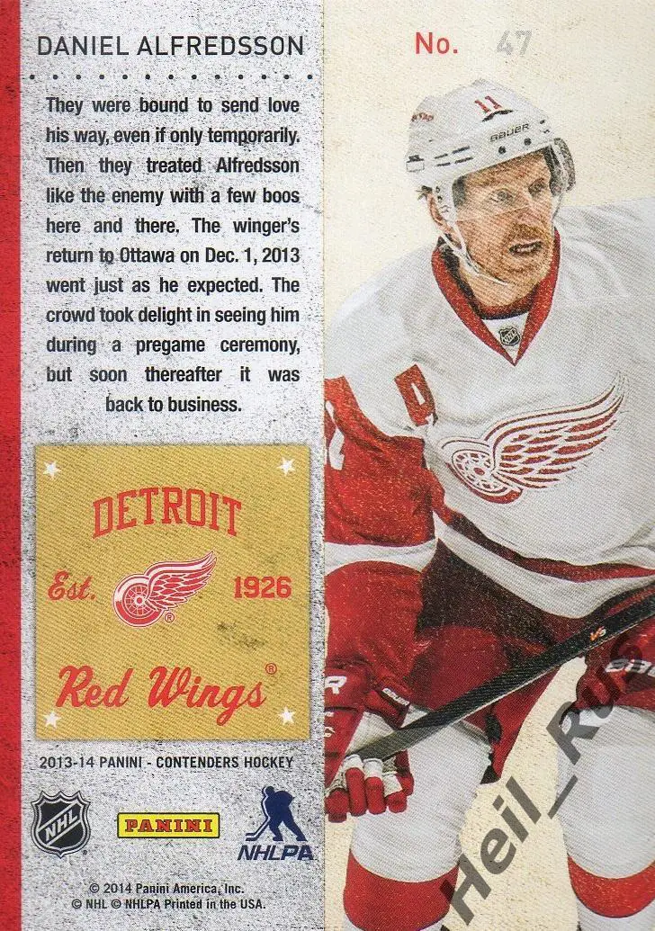 Карточка Daniel Alfredsson/Даниэль Альфредссон Detroit Red Wings/Детройт НХЛ/NHL 1