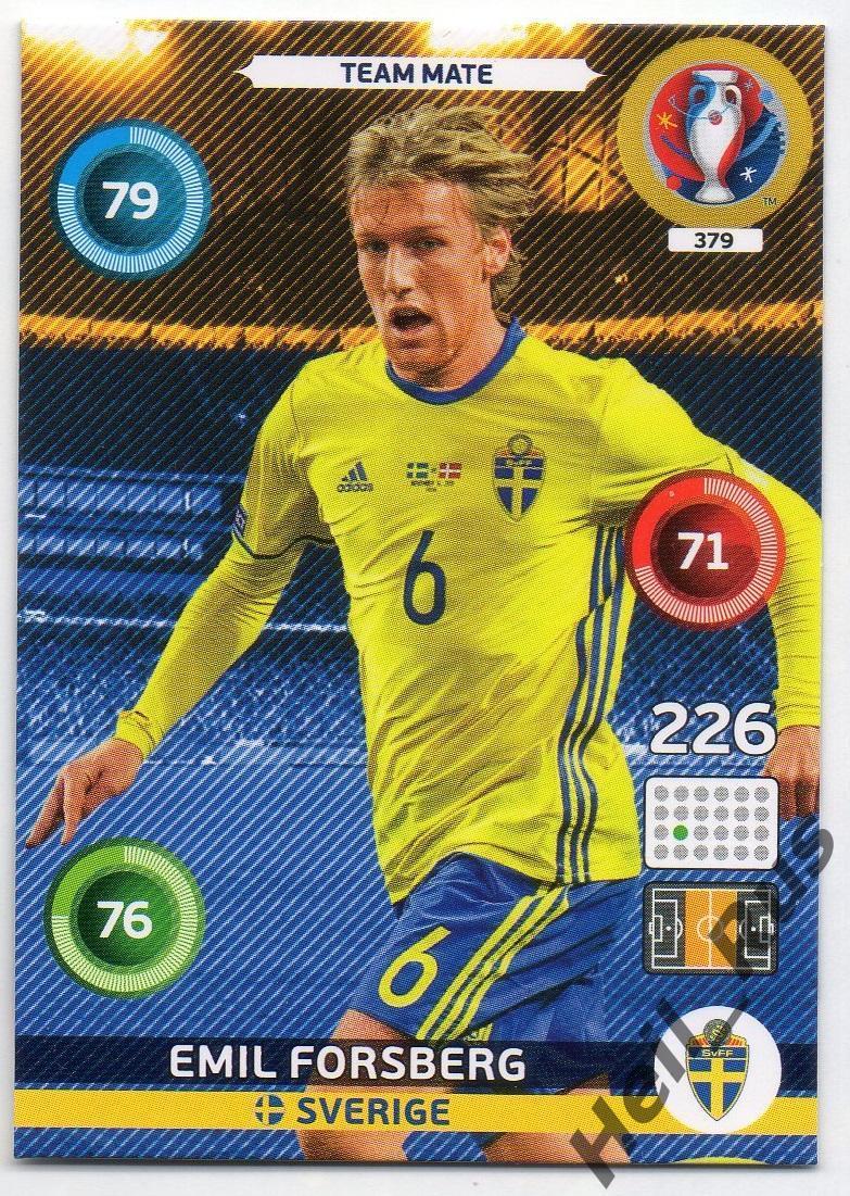 Карточка Emil Forsberg/Эмиль Форсберг (Швеция, РБ Лейпциг) Евро/Euro 2016 Panini