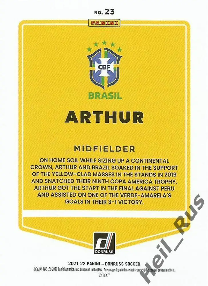 Карточка Arthur/Артур Бразилия, Ювентус/Барселона/Фиорентина, Гремио 2022 Panini 1