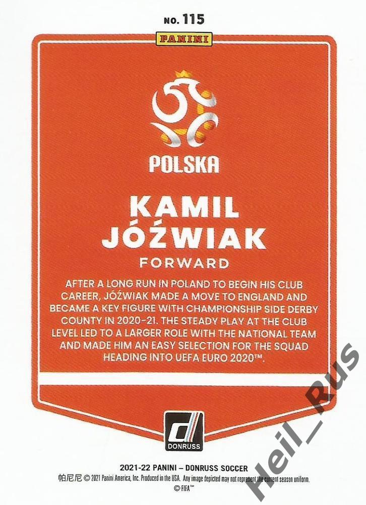 Футбол. Карточка Камиль Юзвяк (Польша, Гранада, Дерби Каунти) 2022 Panini/Панини 1