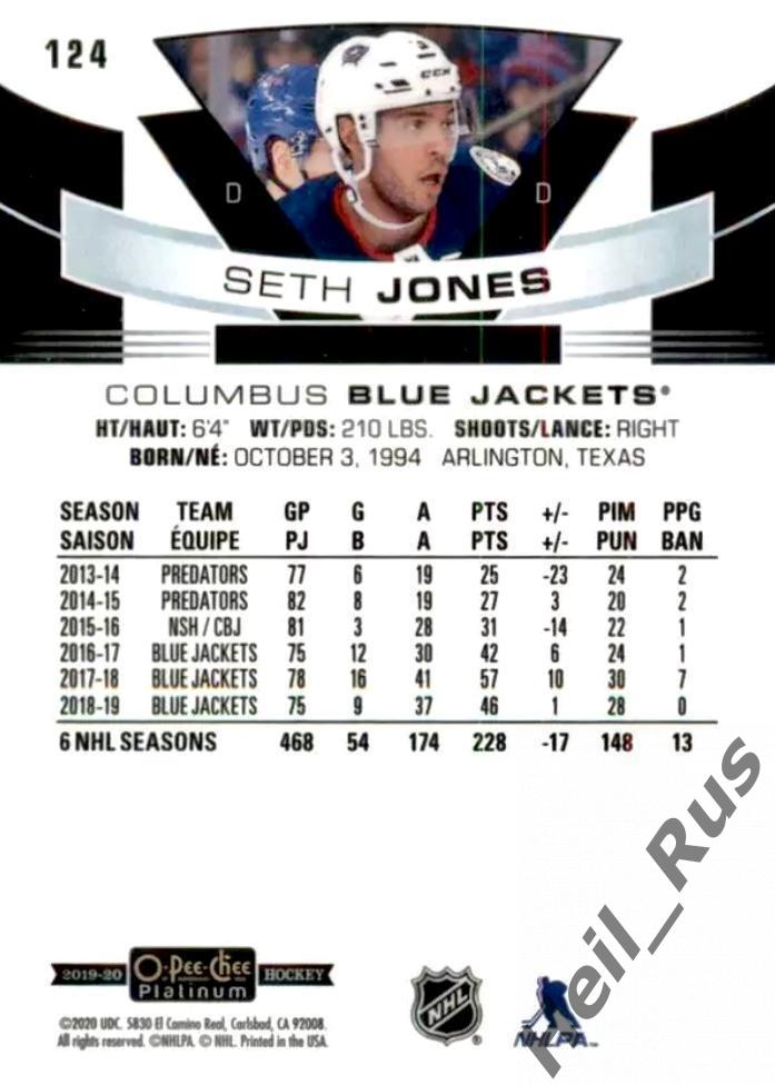 Хоккей Карточка Seth Jones / Сет Джонс (Columbus Blue Jackets/Коламбус) НХЛ/NHL 1