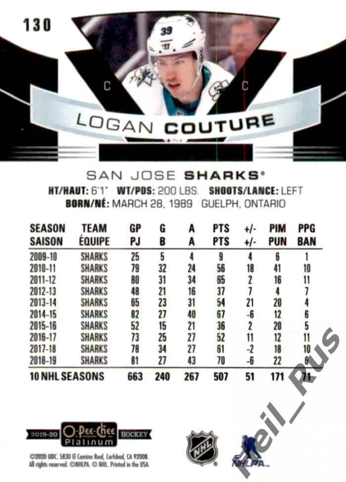 Хоккей Карточка Logan Couture Логан Кутюр San Jose Sharks/Сан-Хосе Шаркс НХЛ/NHL 1