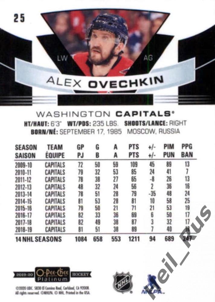 Карточка Александр Овечкин Washington Capitals/Вашингтон, Динамо Москва, НХЛ/КХЛ 1