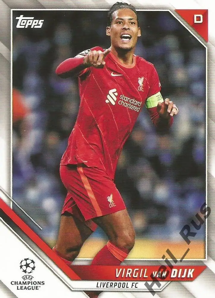 Карточка Virgil van Dijk/Вирджил ван Дейк Ливерпуль Лига Чемпионов 2021-22 TOPPS
