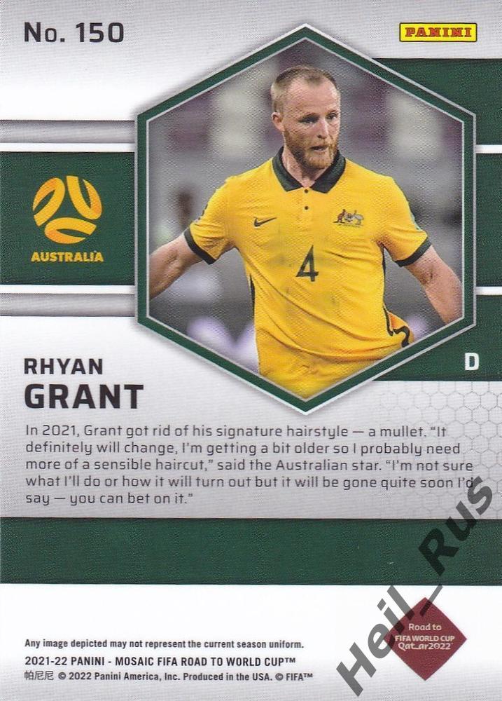 Футбол. Карточка Rhyan Grant/Райан Грант (Австралия, Сидней) 2022 Panini/Панини 1