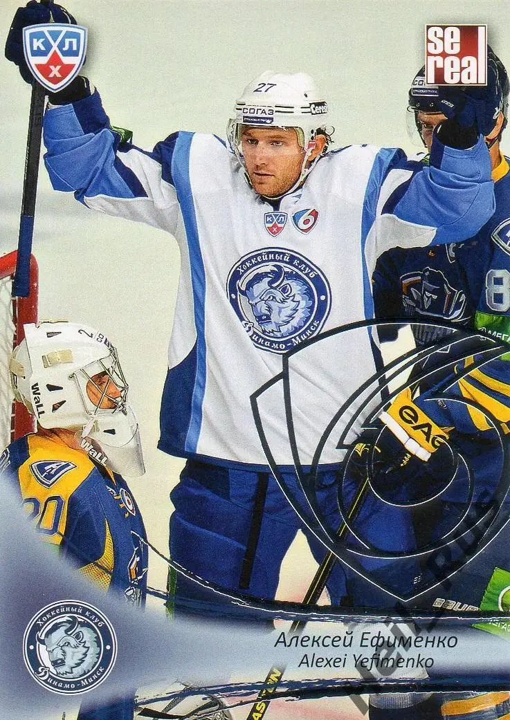 Хоккей. Карточка Алексей Ефименко (Динамо Минск) КХЛ / KHL сезон 2013/14 SeReal