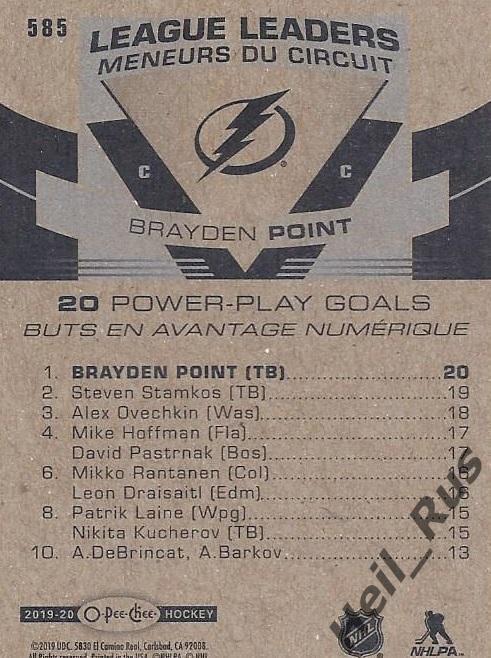 Карточка Brayden Point / Брэйден Пойнт (Tampa Bay Lightning / Тампа-Бэй) НХЛ/NHL 1