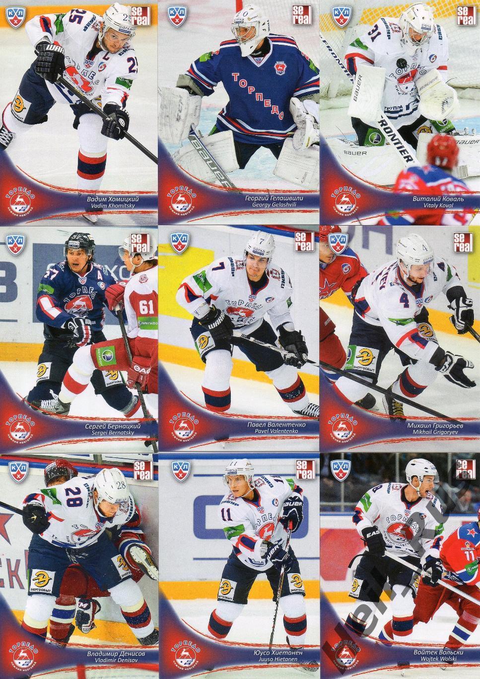 Хоккей. Торпедо Нижний Новгород 18 карточек КХЛ/KHL сезон 2013/14 SeReal Галузин