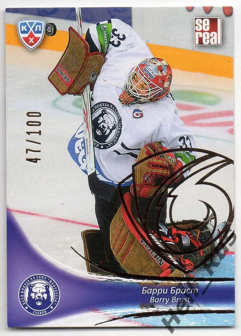 Хоккей; Карточка Барри Браст (Медвешчак Загреб) КХЛ/KHL сезон 2013/14 SeReal