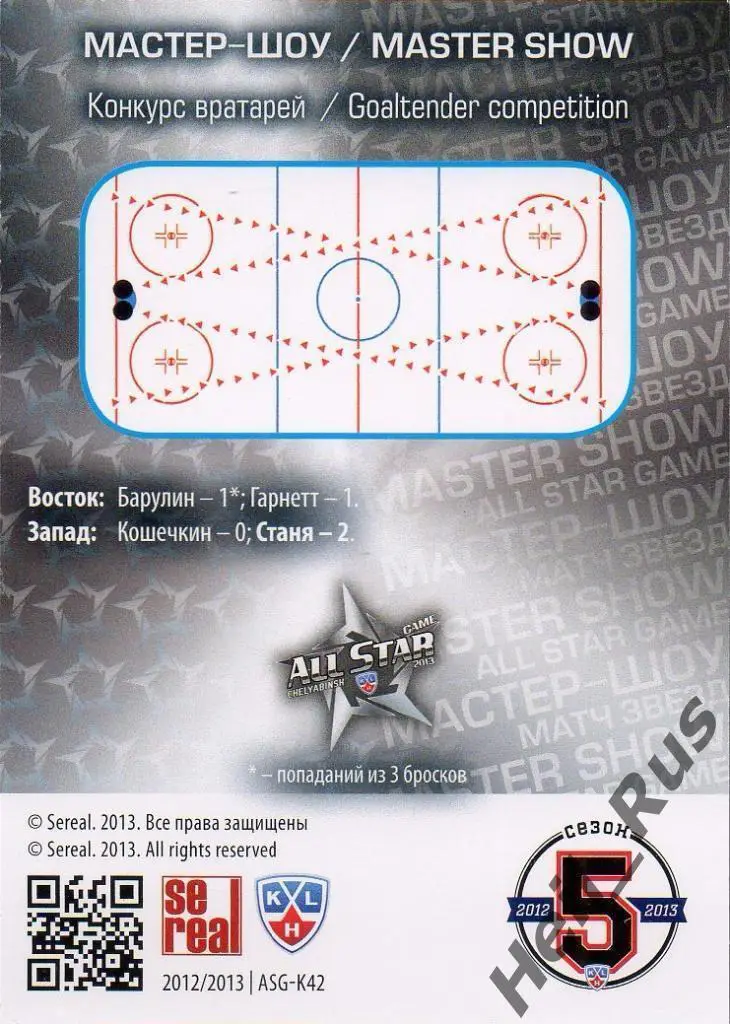 Хоккей; Карточка Растислав Станя (ЦСКА Москва) Матч Звезд КХЛ/KHL 2013 SeReal 1