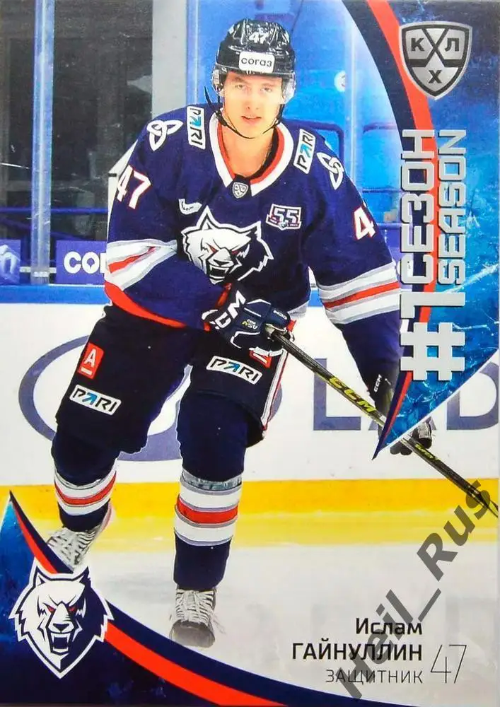 Хоккей. Карточка Ислам Гайнуллин Нефтехимик Нижнекамск КХЛ сезон 2023/24 SeReal
