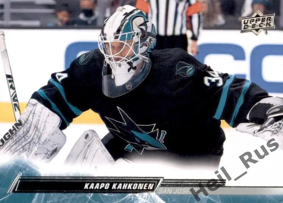 Хоккей. Карточка Kaapo Kahkonen/Каапо Кяхкенен San Jose Sharks/Сан-Хосе НХЛ/NHL