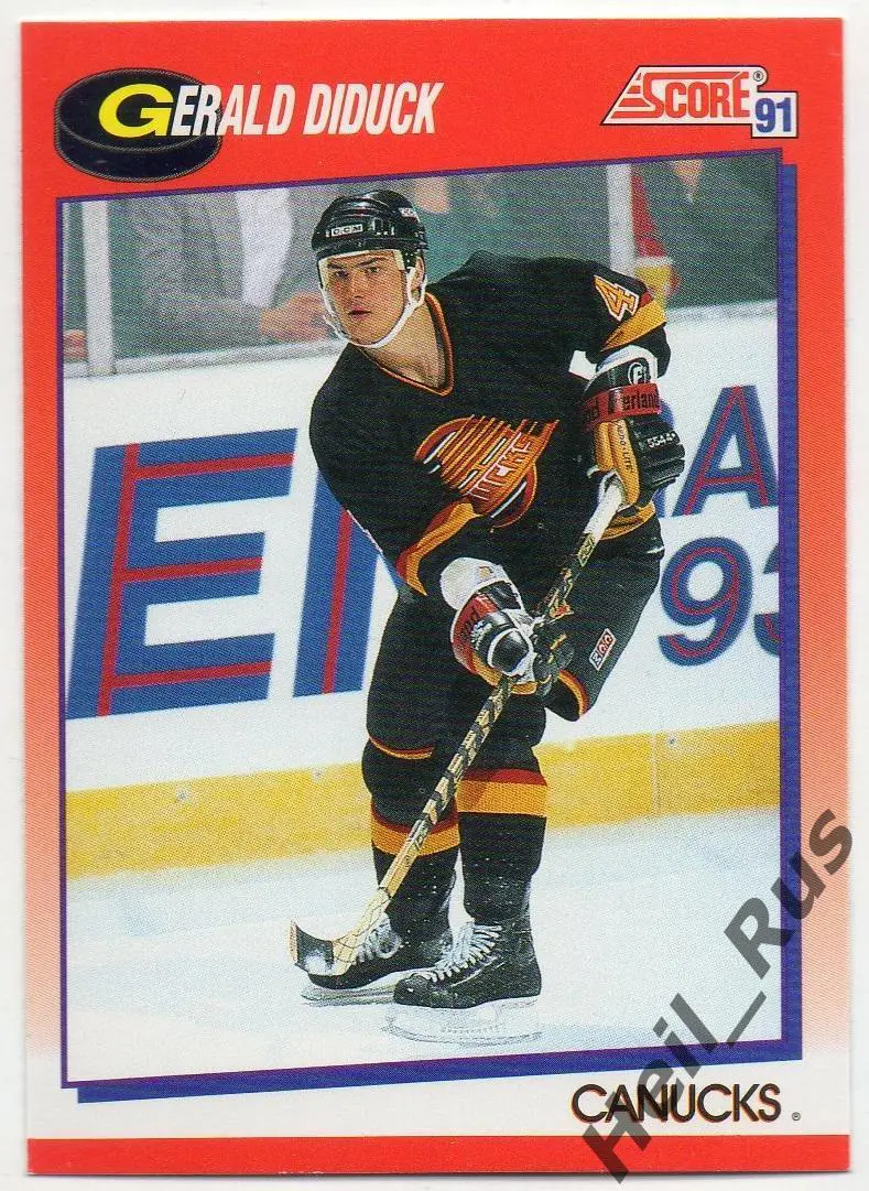 Хоккей. Карточка Gerald Diduck/Джеральд Дидак Vancouver Canucks/Ванкувер НХЛ/NHL