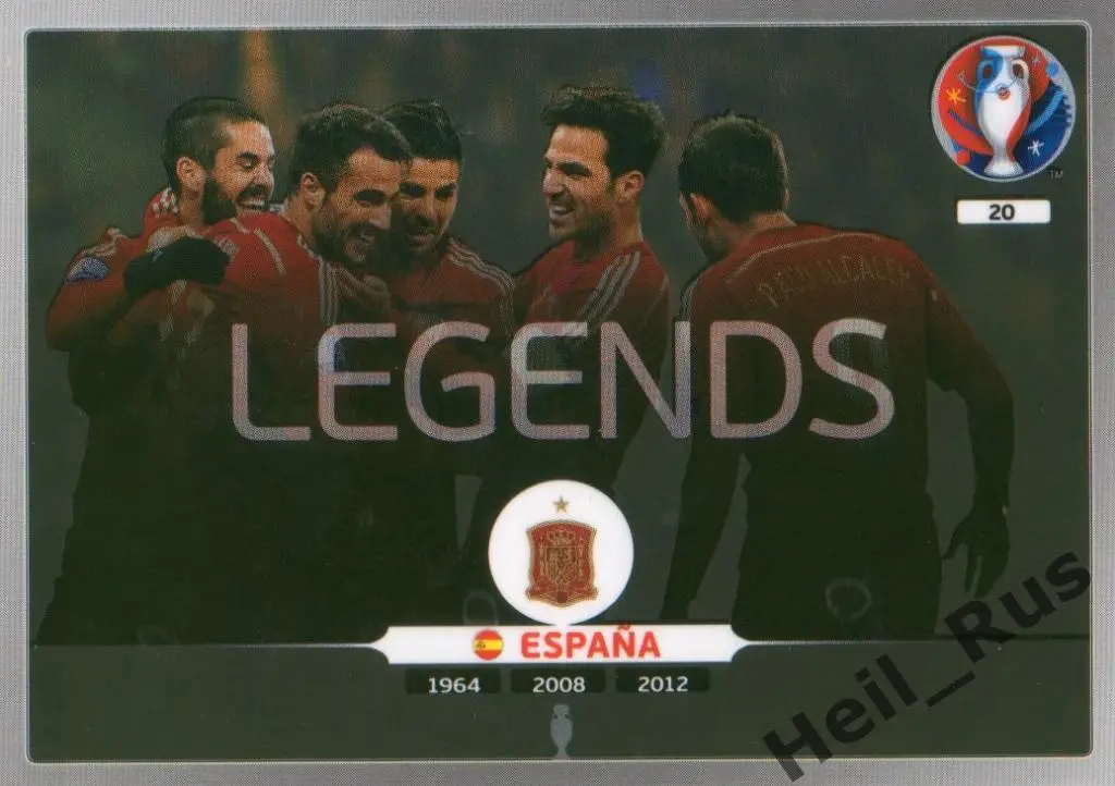 Футбол. Карточка Espana / Испания (Legends/Легенды) Euro/Евро 2016 Panini/Панини
