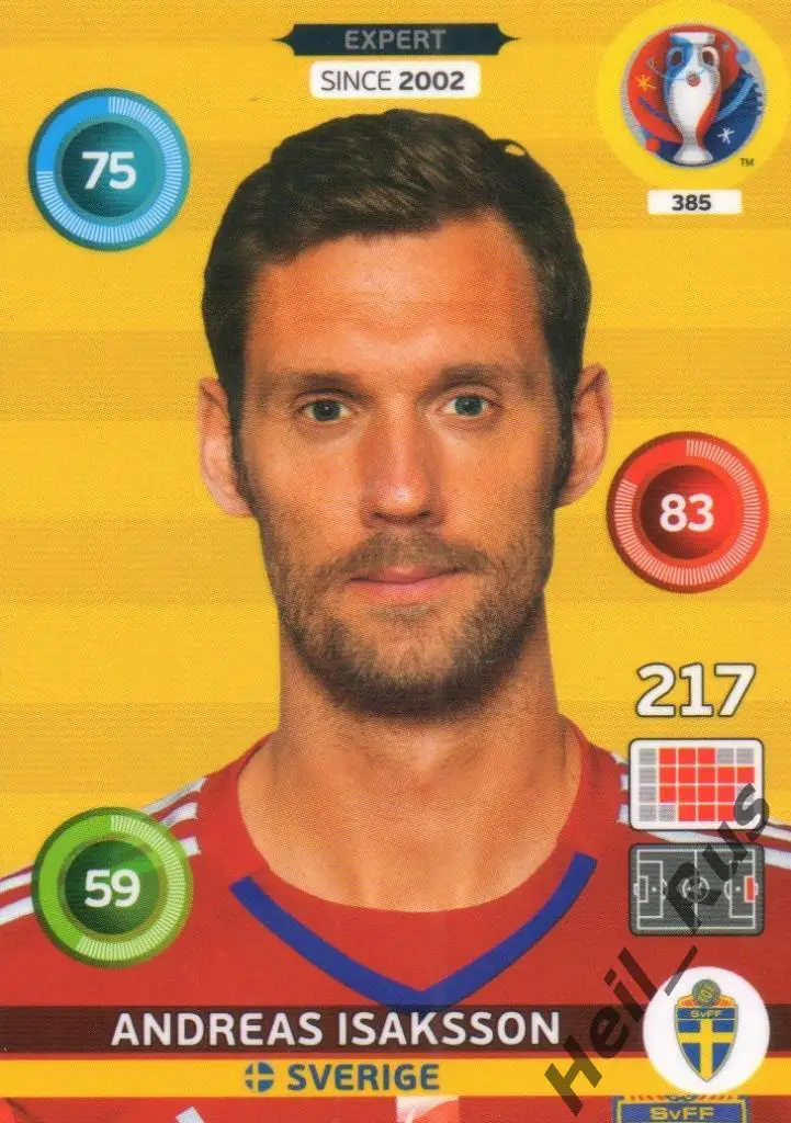 Футбол Карточка Andreas Isaksson/Андреас Исакссон (Швеция) Euro/Евро 2016 Panini