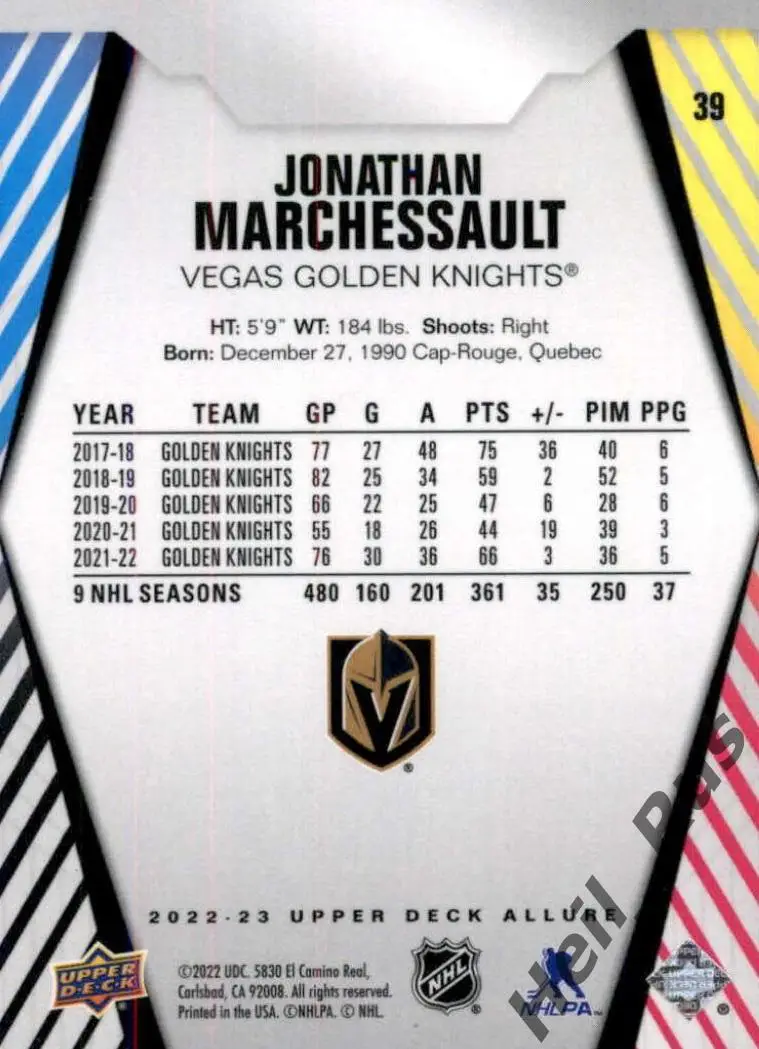 Карточка Marchessault/Джонатан Маршессо (Vegas Golden Knights/Вегас) НХЛ/NHL 1