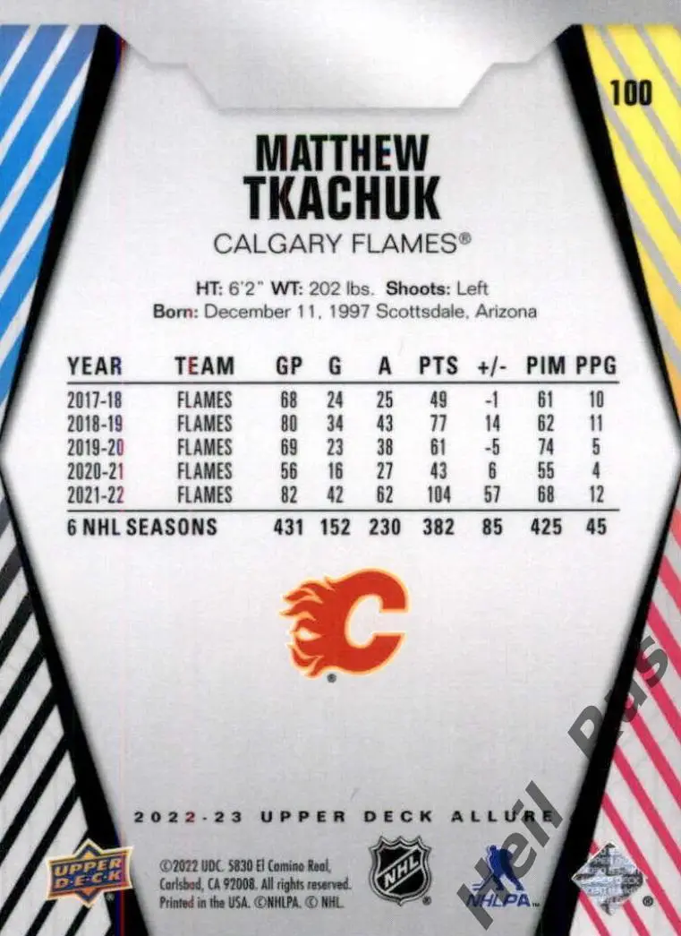 Хоккей. Карточка Matthew Tkachuk/Мэттью Ткачук (Calgary Flames/Калгари) NHL/НХЛ 1