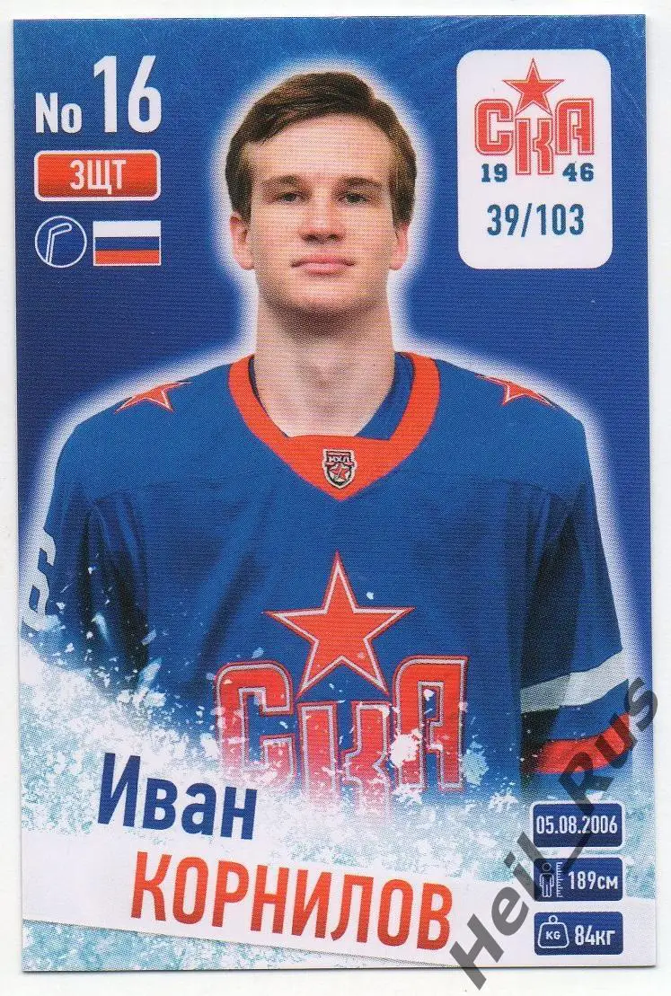 Хоккей. Карточка Иван Корнилов (СКА-1946 Санкт-Петербург) КХЛ/МХЛ сезон 2024/25