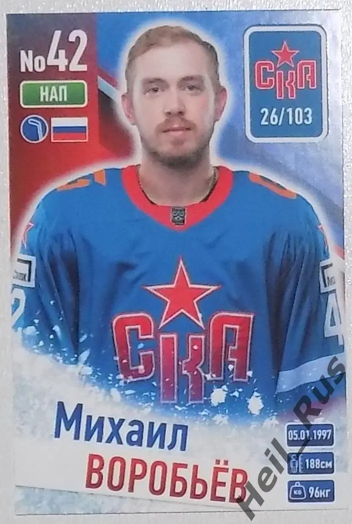 Хоккей. Карточка Михаил Воробьев (СКА Санкт-Петербург) КХЛ/KHL сезон 2024/25