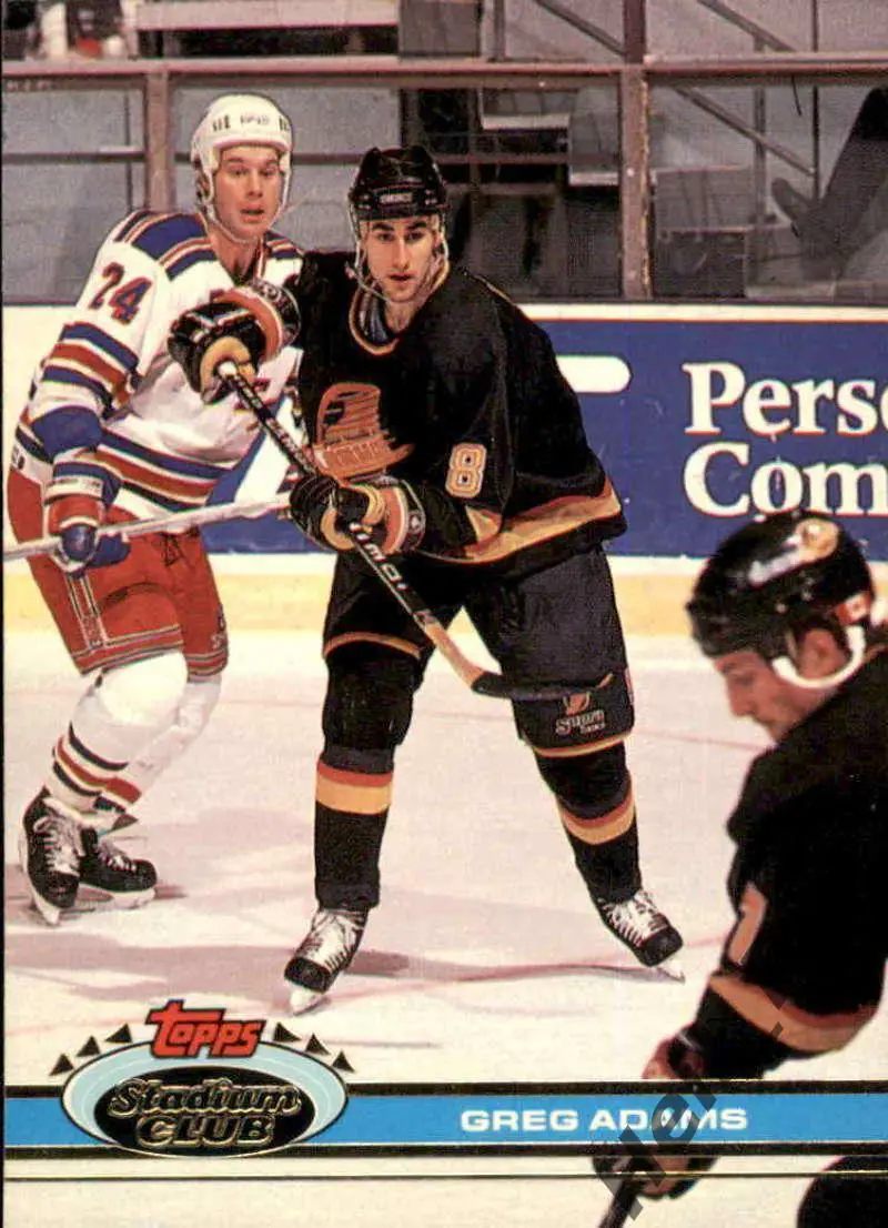 Хоккей. Карточка Greg Adams/Грег Адамс Vancouver Canucks/Ванкувер Кэнакс НХЛ/NHL