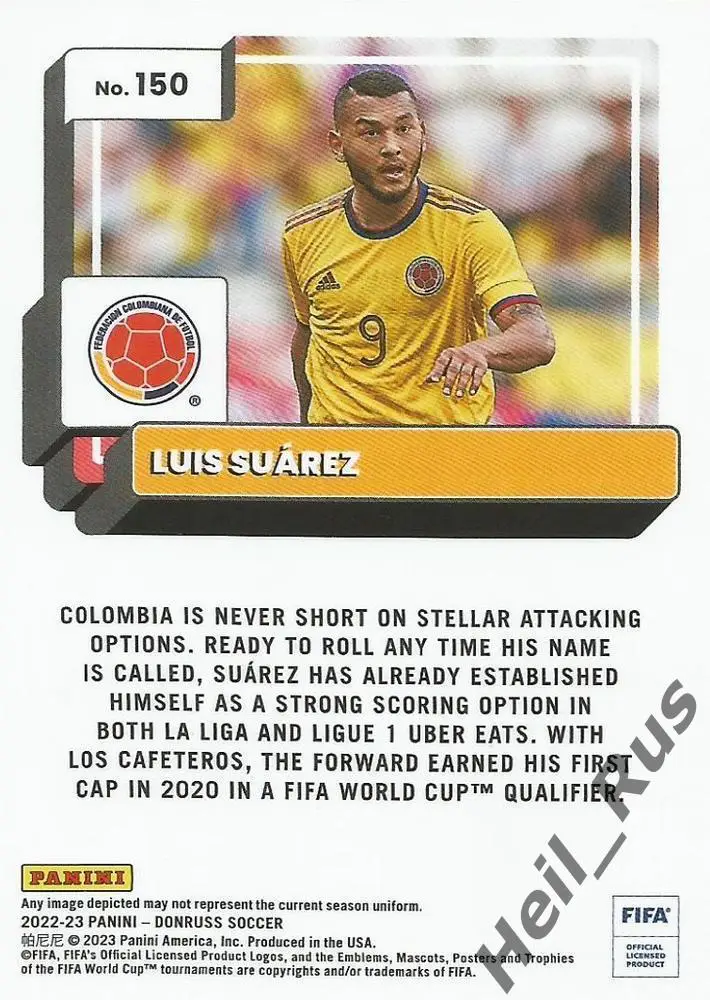 Футбол Карточка Luis Suarez/Луис Суарес Колумбия, Альмерия Panini/Панини 2022-23 1