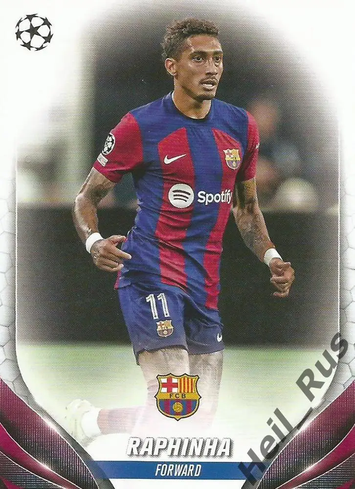 Футбол. Карточка Raphinha/Рафинья Барселона, Лидс Юнайтед Лига Чемпионов 2023-24
