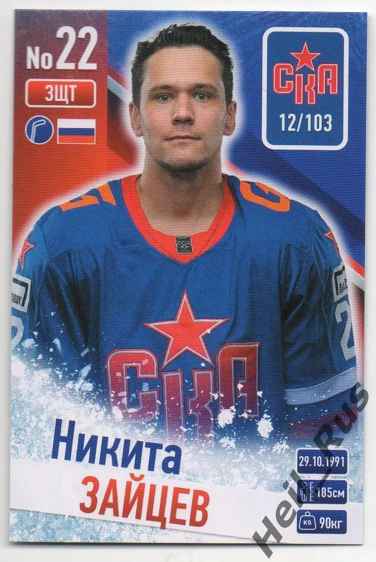 Хоккей. Карточка Никита Зайцев (СКА Санкт-Петербург) КХЛ/KHL сезон 2024/25